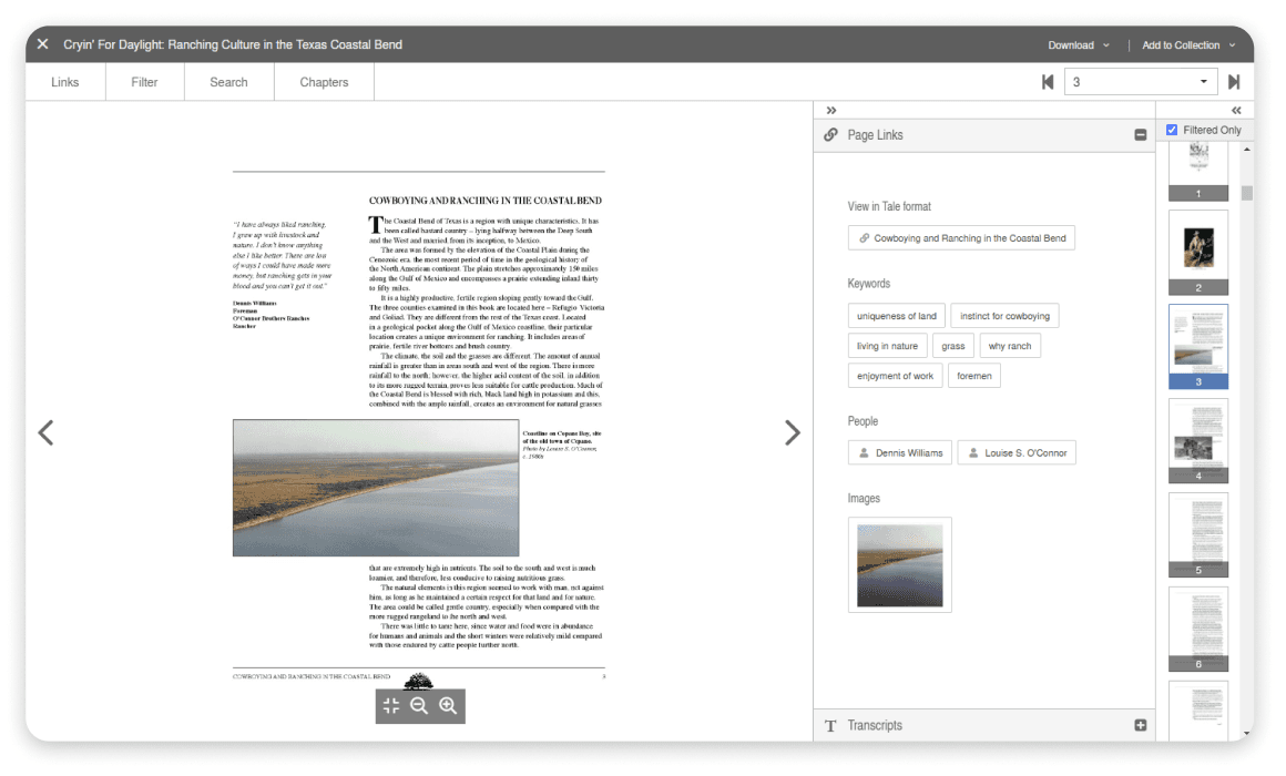 Interactive reader Tales view